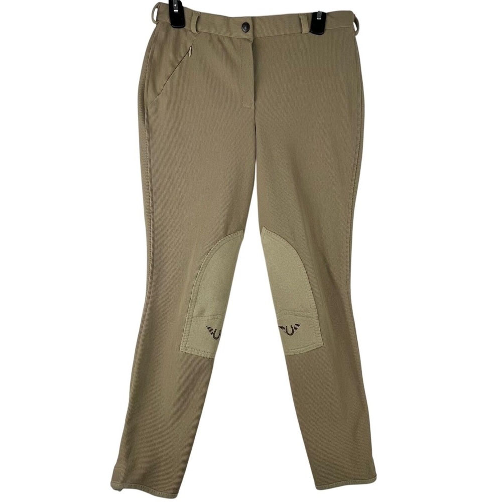 Equine Couture Breeches Women Size 30 Ribb Lowrise Equestrian Riding Pants Tan